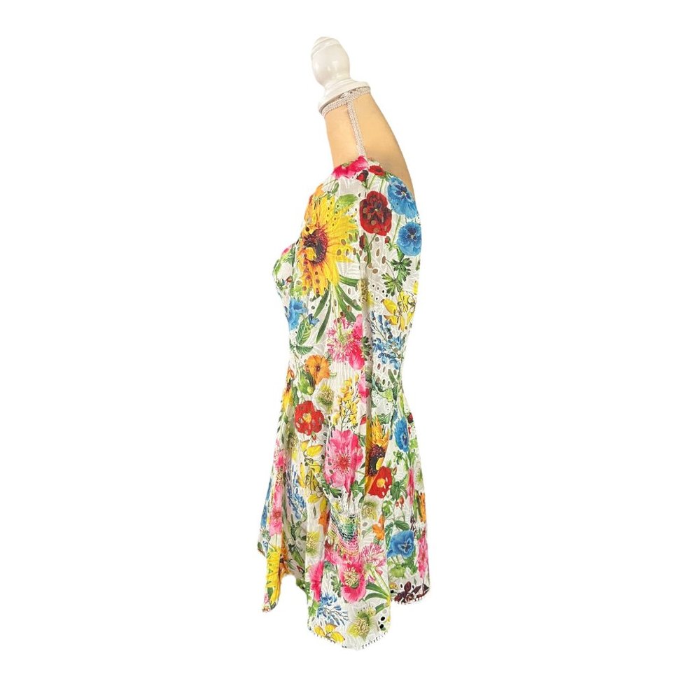 Alice + Olivia Crawford Mini Dress Size 2 Floral Long Sleeve Sunday Stroll - Picture 4 of 7